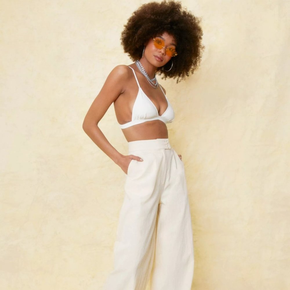 Nasty Gal | Linen Look High Waisted Wide Leg Pants